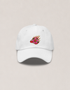 Flower cap by Mojo Circus, unstructured low-profile six-panel crown