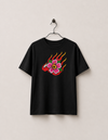 Flower tee by Mojo Circus, black heavyweight cotton t-shirt with the flower print