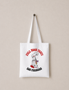 Let it flow Full Moon white cotton tote bag by Mojo Circus, front print